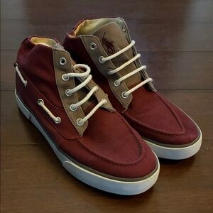 Polo by Ralph Lauren Men's Maroon Canvas Sneakers